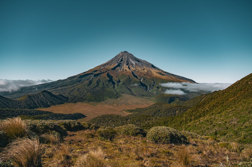 Mount Taranaki from Pouākai Circuit in Egmont National Park, New Zealand