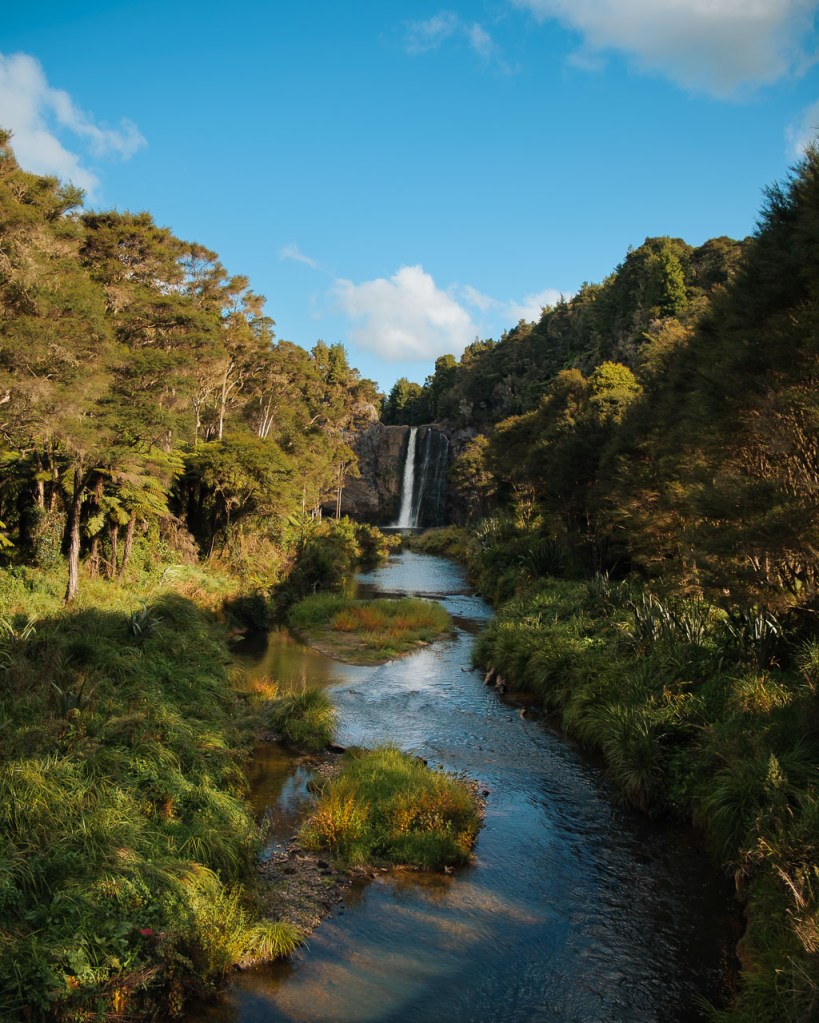 Hunua Falls in New Zealand from a distance