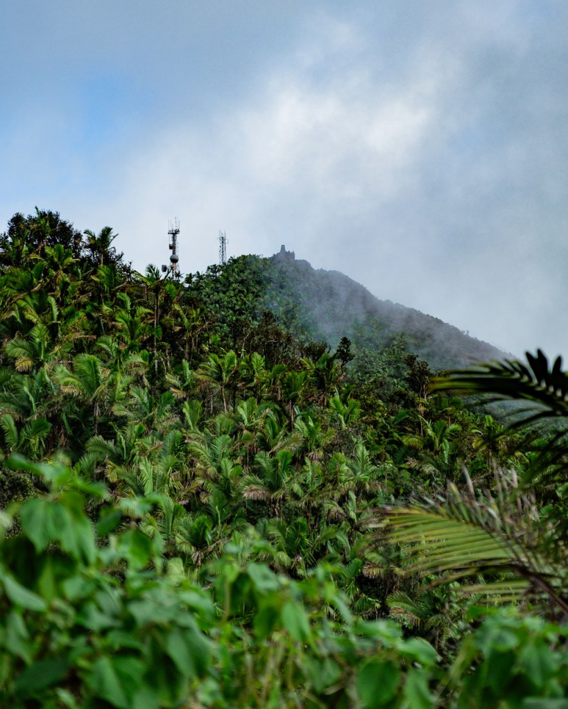 Military tower at the top of a mountain in El Yunque, Puerto Rico