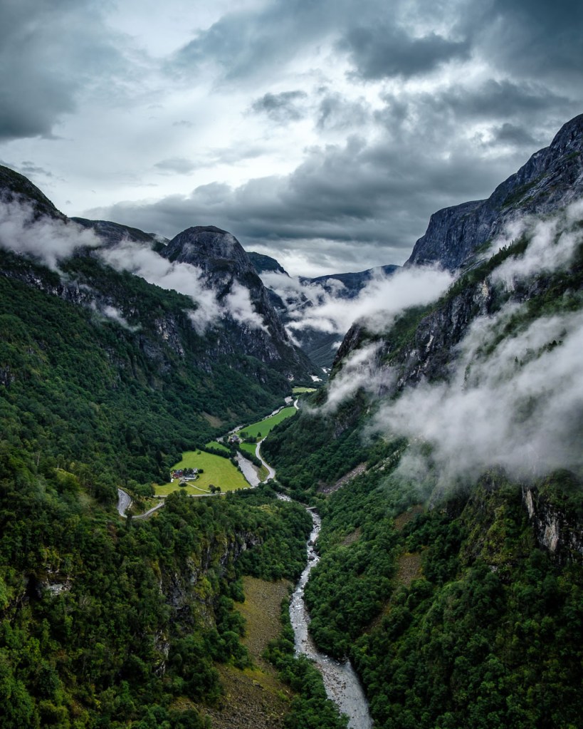 Overlook of a mountain valley in Norway