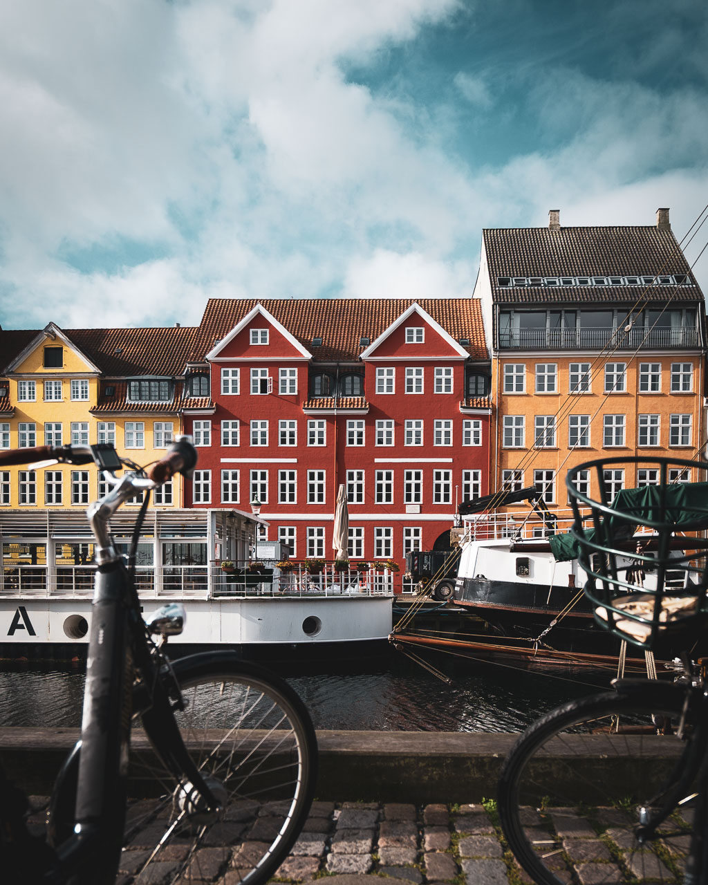 Colorful buildings along the water in Nyhavn, Copenhagen