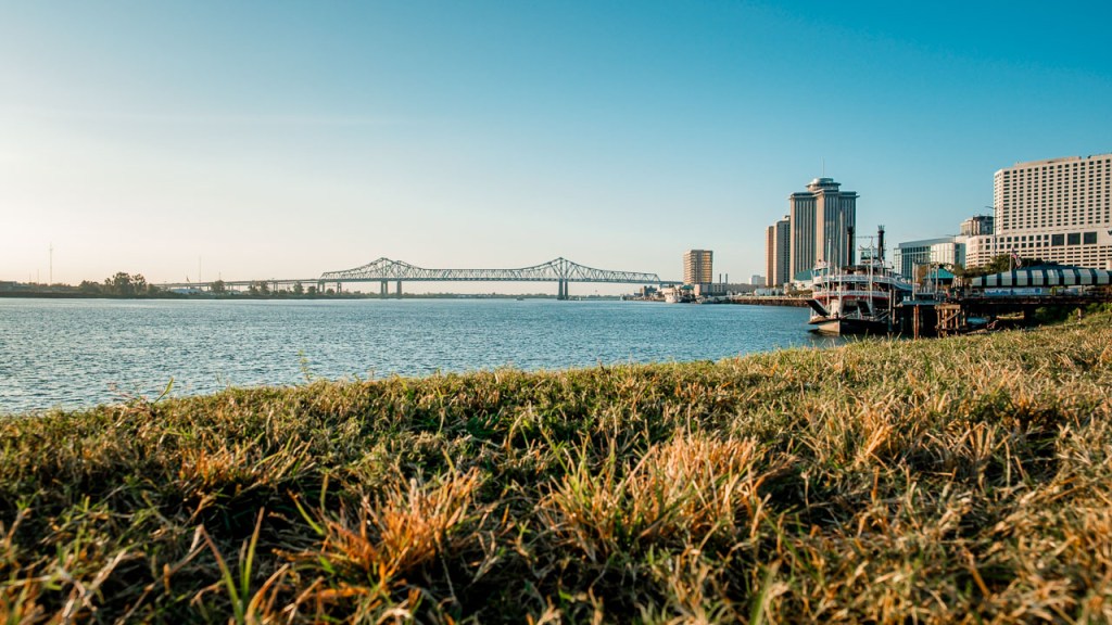 Photo of the Mississippi River from the French Quarter of New Orleans