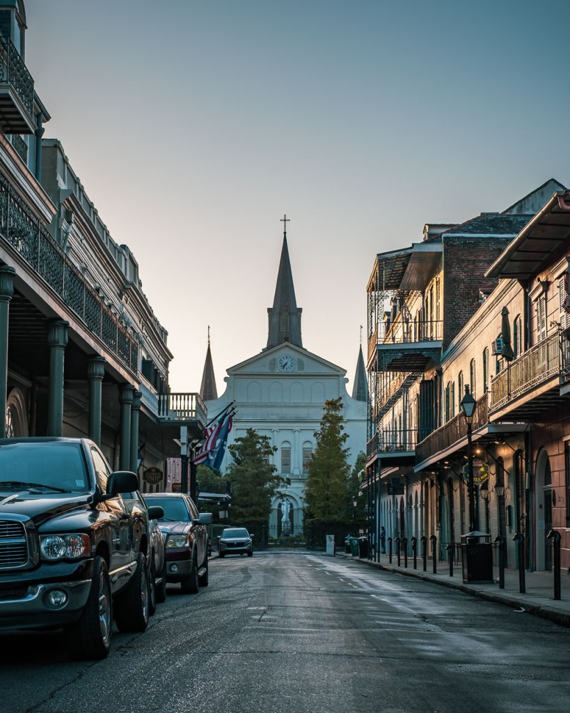 Photo of the back of St. Louis Cathedral in the French Quarter of New Orleans